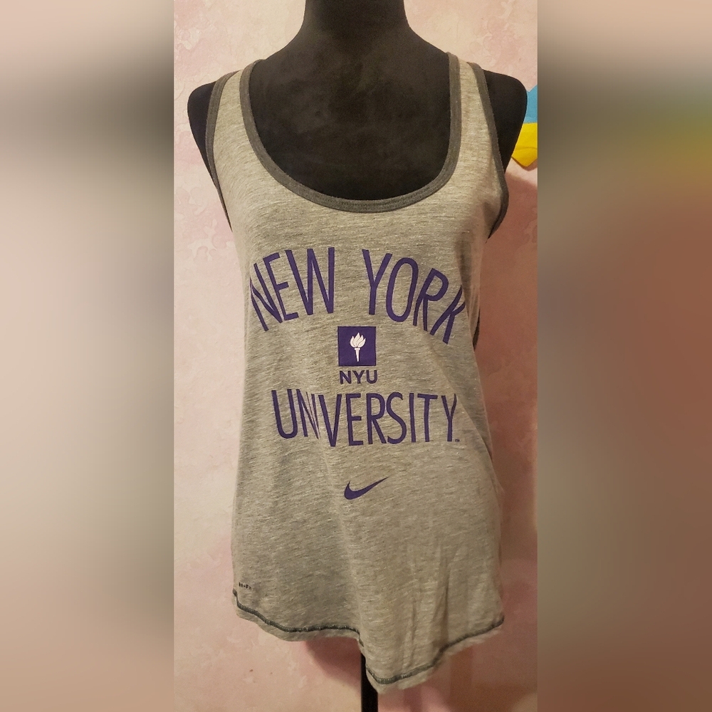 Gray NYU Tank Top with Purple Print